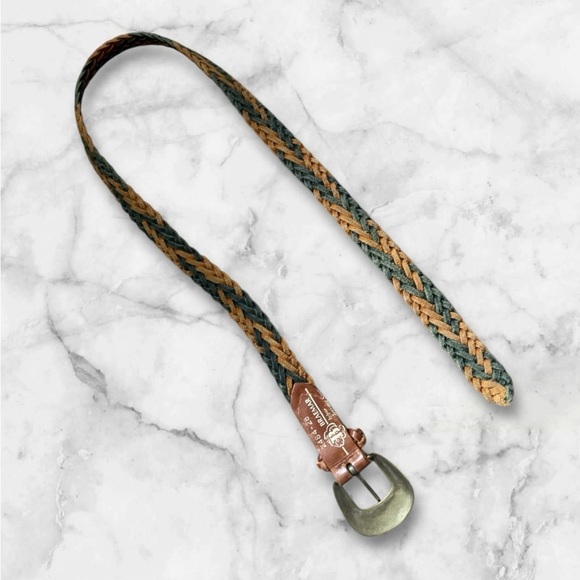 💎Vintage Jeremy Scott Brown and Black Braided Leather Belt - Picture 6 of 15